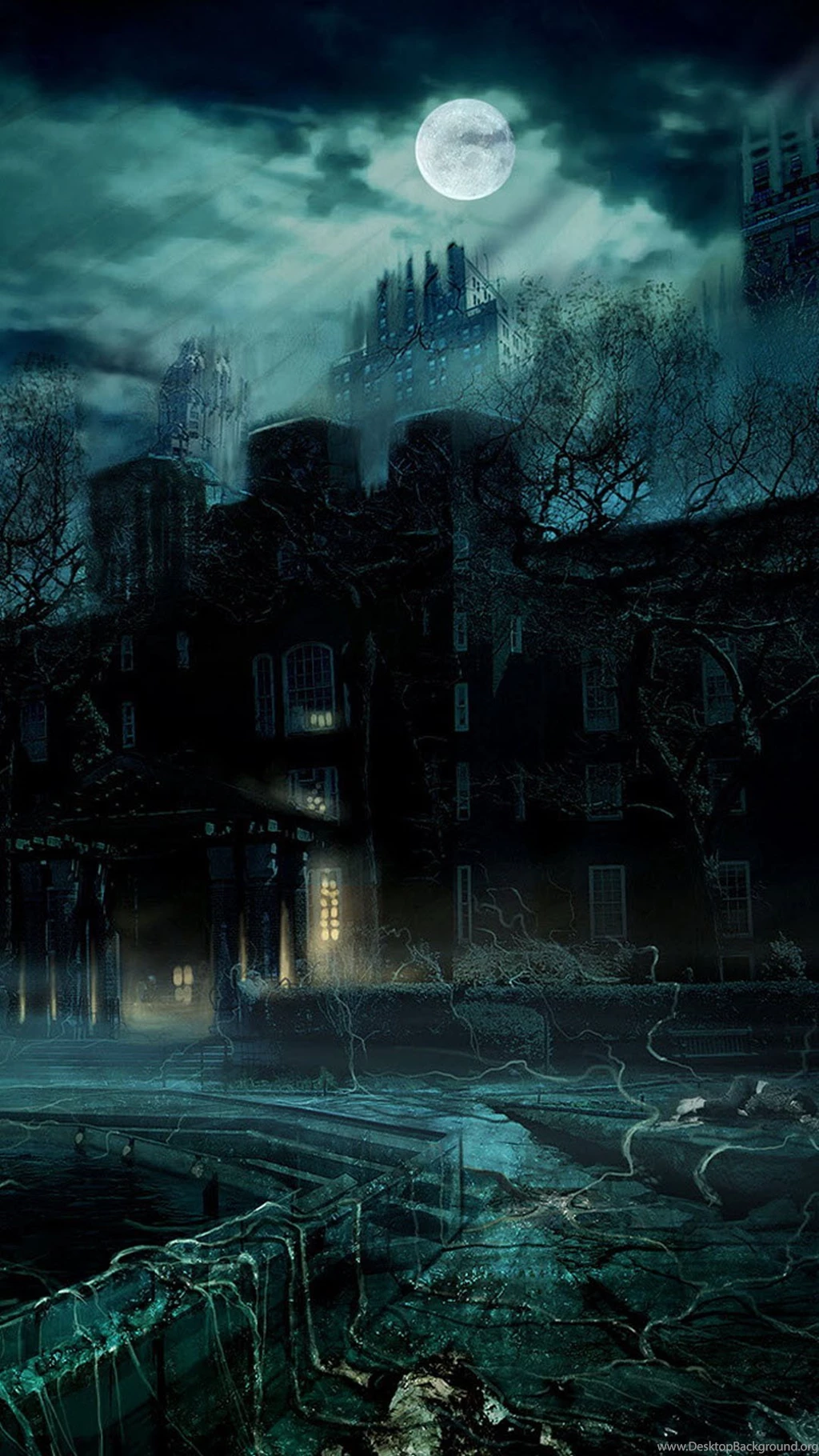 Haunted Castle Full Moon Night Android Wallpapers Free Download