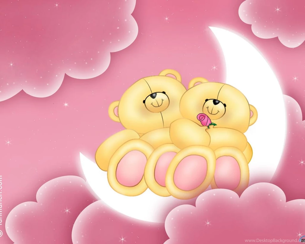Download Wallpapers Bears Are Sitting On The Moon, Valentine's Day ...