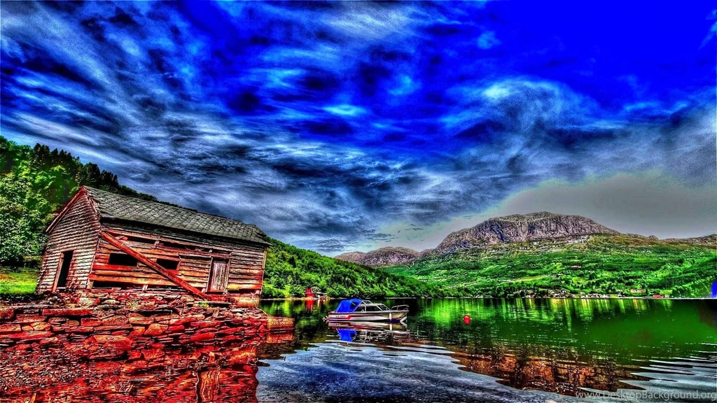 Lakes: Aboned House Lake Colorful Birds Tree Green Nature Natural ...