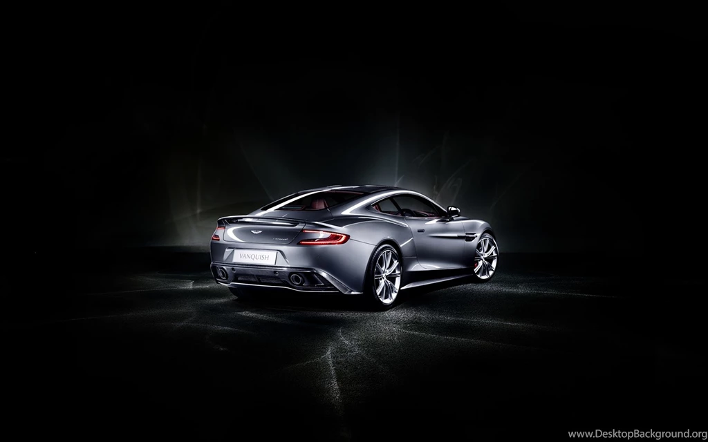 Gray Aston Matin Car In The Stop, Black Backgrounds And Black Road ...