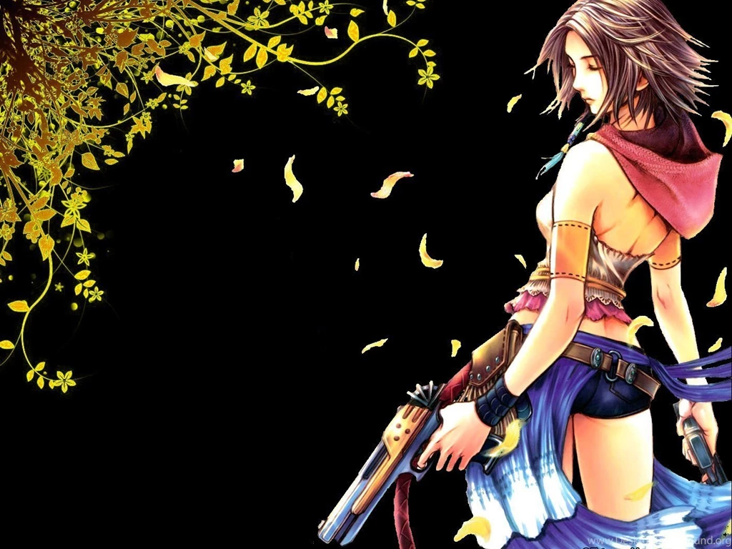 Final Fantasy X 2 Yuna Flower Petals Guns Wallpapers (