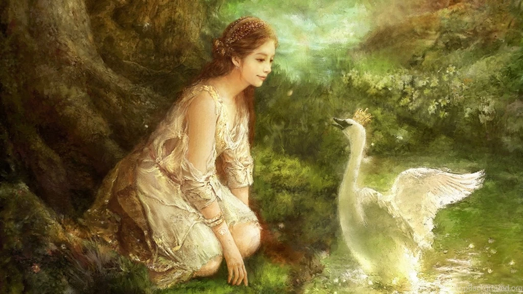 Download Desktop Wallpapers A Girl And A Swan