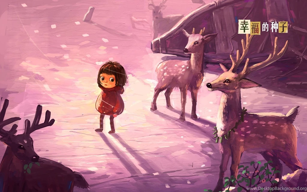 Seeds Of Happiness" Little Red Riding Hood Hand painted Wallpapers ...