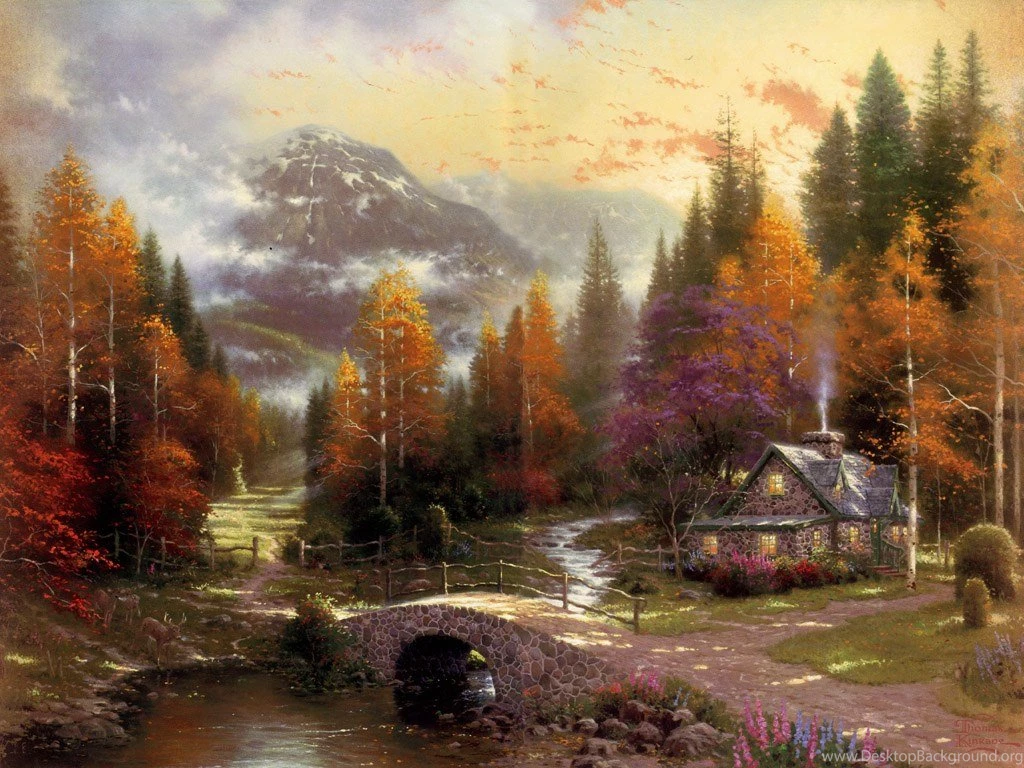 Charming Cottages & Gardens Thomas Kinkade Art Painting ...