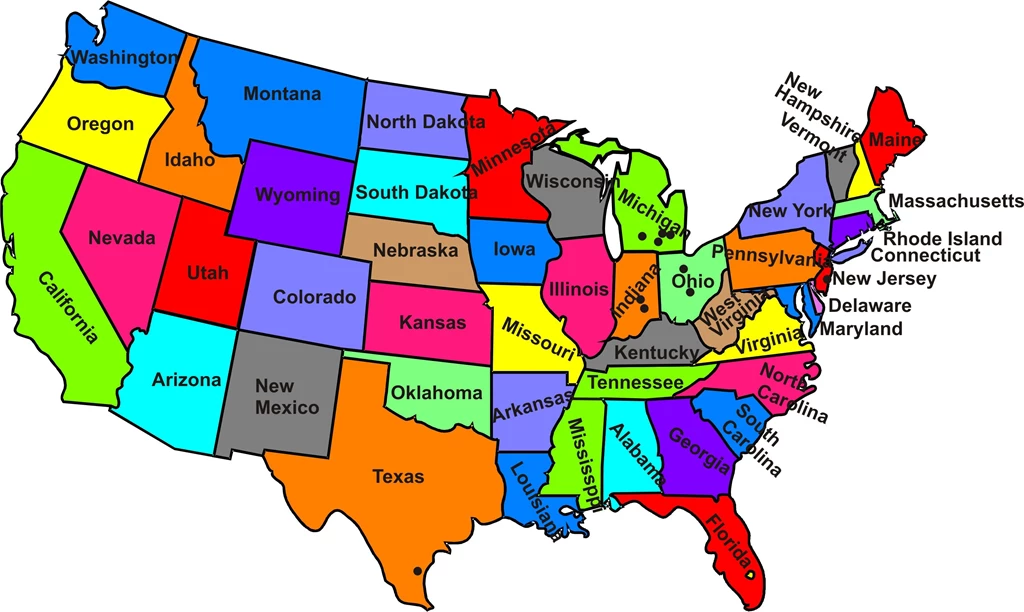 States Map Of USA 3131x1872px