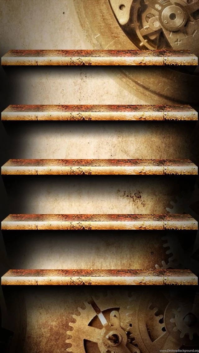 Wood Five Story Shelves 7 Iphone 5 Wallpapers Desktop Background