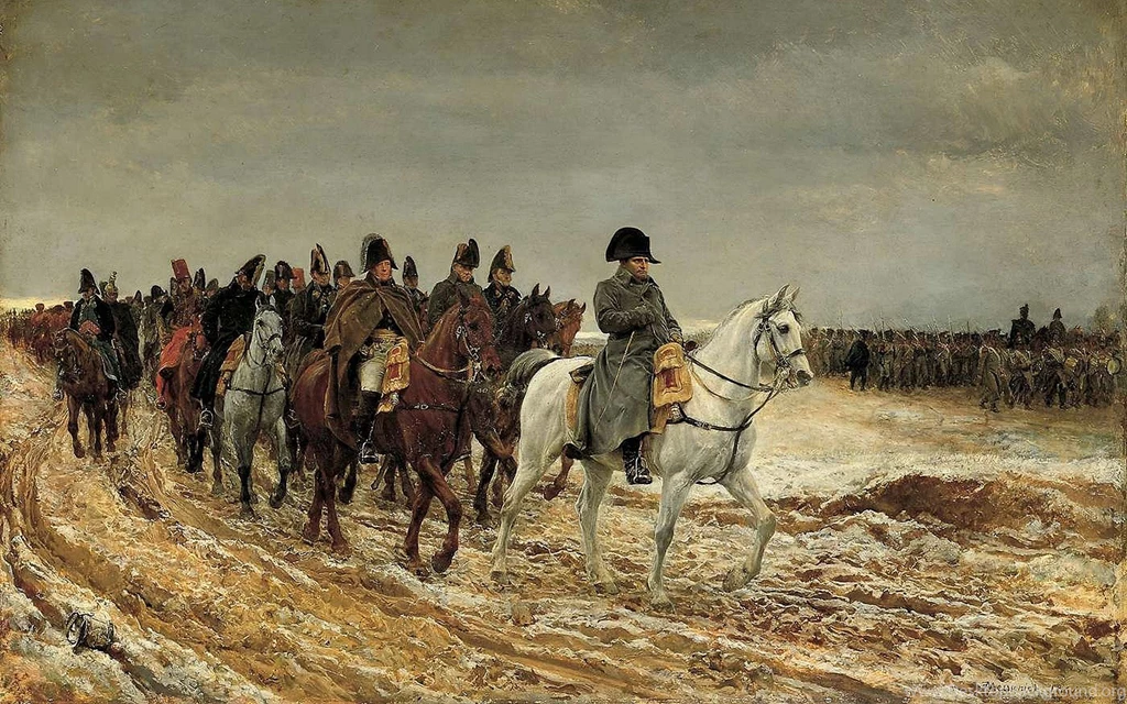 Painting Napoleon Bonaparte In Russia Winter Retreat Moscow ...