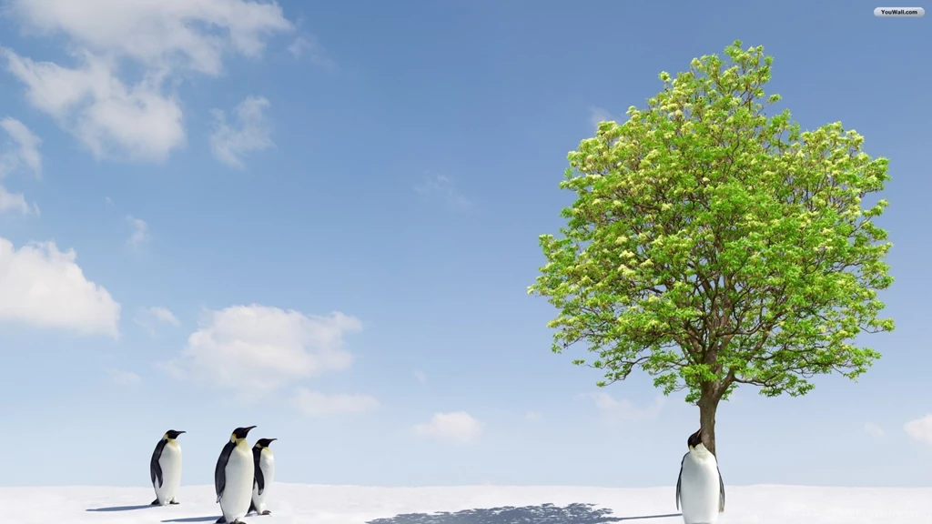 YouWall Penguins And Green Tree Wallpapers Wallpaper,wallpapers ...