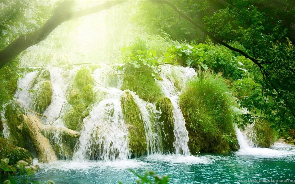 Waterfall And Lake Landscape Wallpapers Free Green Tree Waterfall ...
