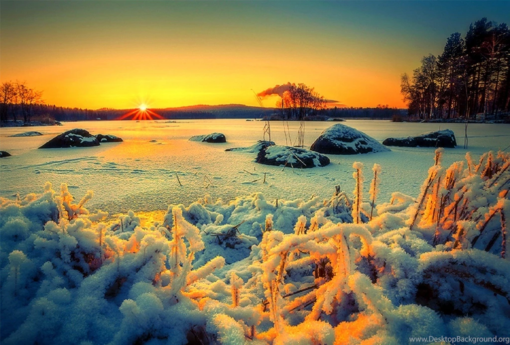 673327 Color Wallpapers: Snowy Sunset Places Photography Sunsets ...