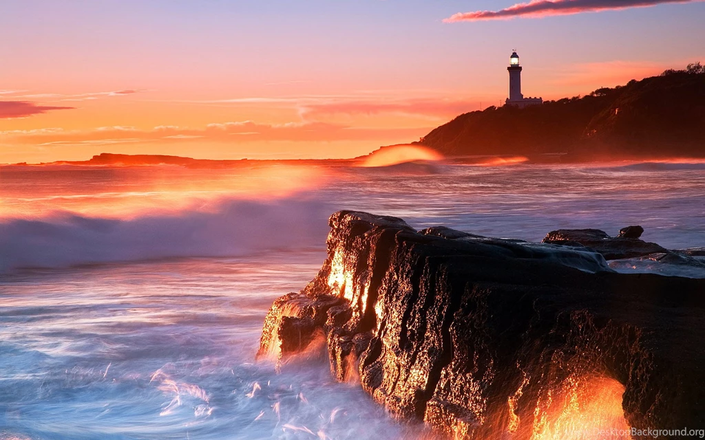 Coast Lighthouse Sunset Wallpapers