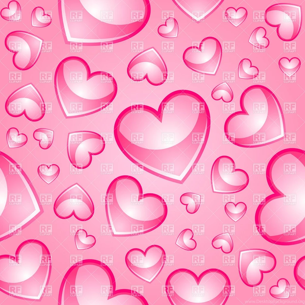 Seamless Pink Backgrounds With Glossy Hearts, 17383, Backgrounds ...