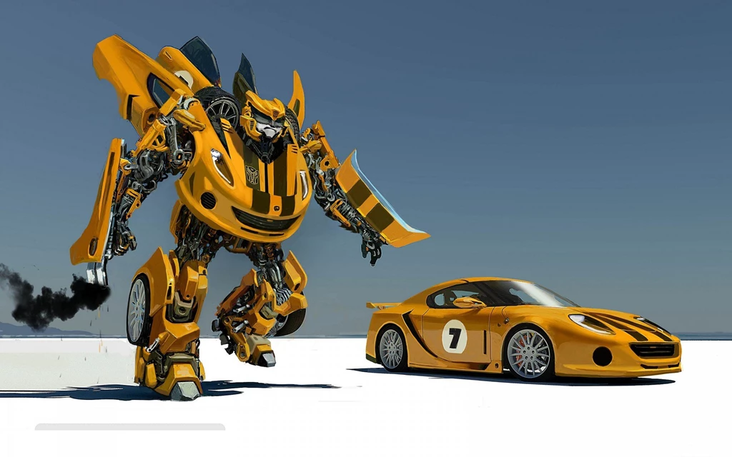 Transformers Yellow Car Black Smoke Wide HD Wallpapers OmWallpapers