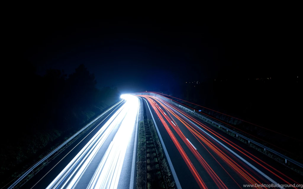Night Lights Traffic Highways Roads Long Exposure Wallpapers ...
