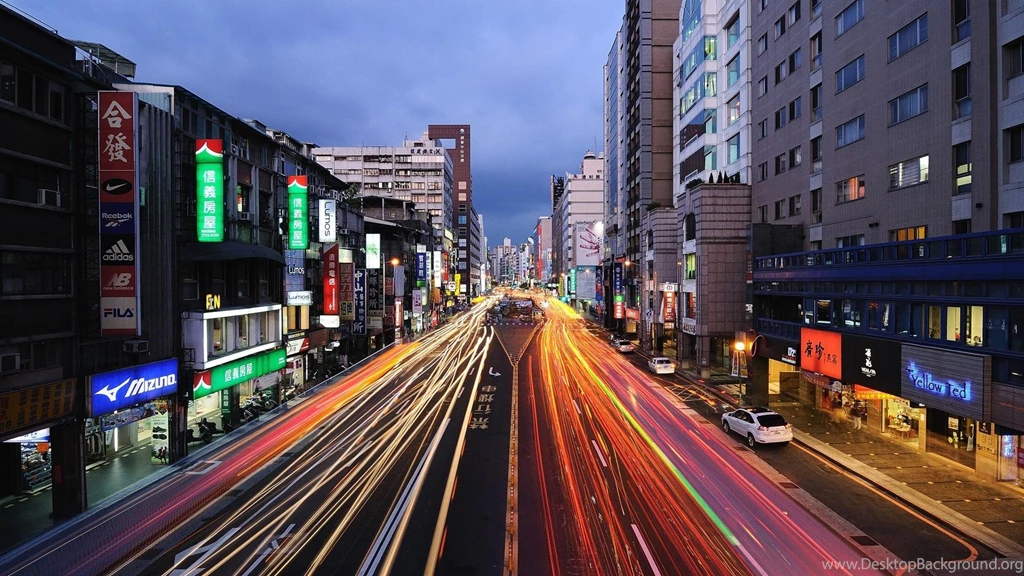 Japan Cityscapes Streets Night Long Exposure Wallpapers