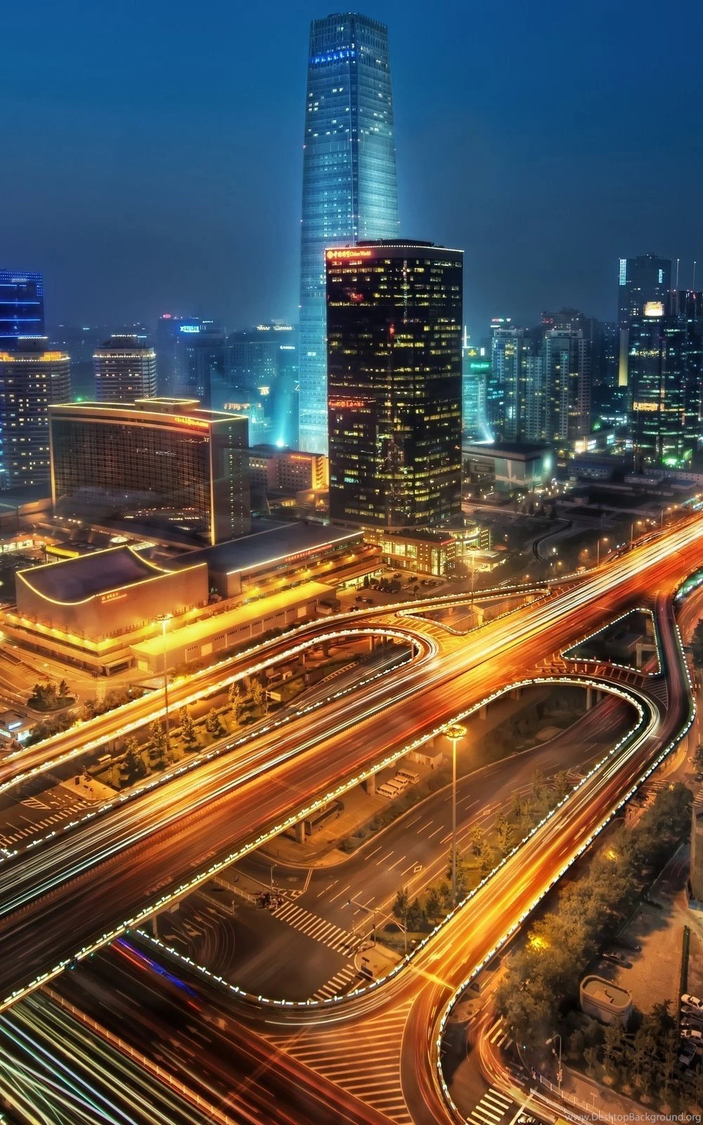 City At Night Long Exposure Android Wallpapers Free Download