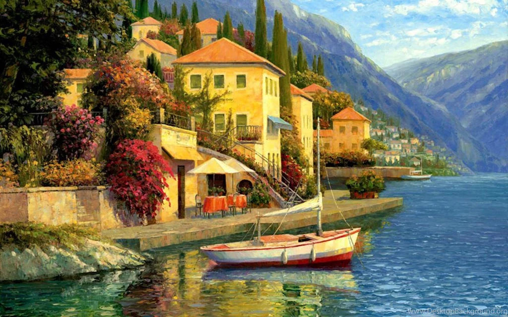 LAKE COMO BLOSSOM WALLPAPER (