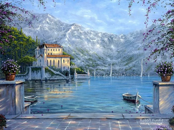 Lake Como, Italy Romantic Heartwarming Paintings Of Cityscape ...