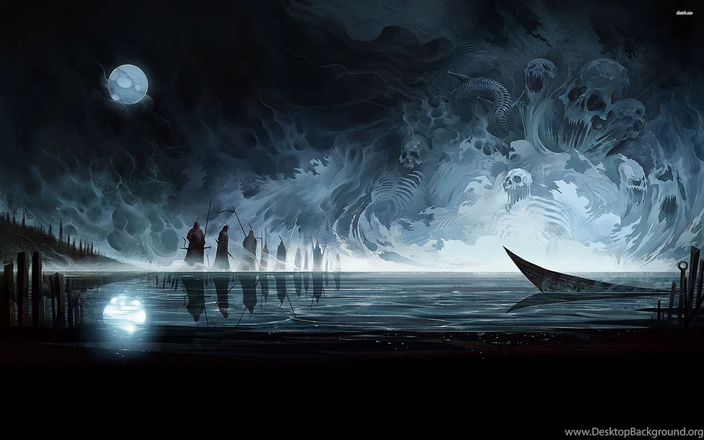 Lake Of The Dead, Moon, Night, Death, Ghost, Skull, Skeleton ...