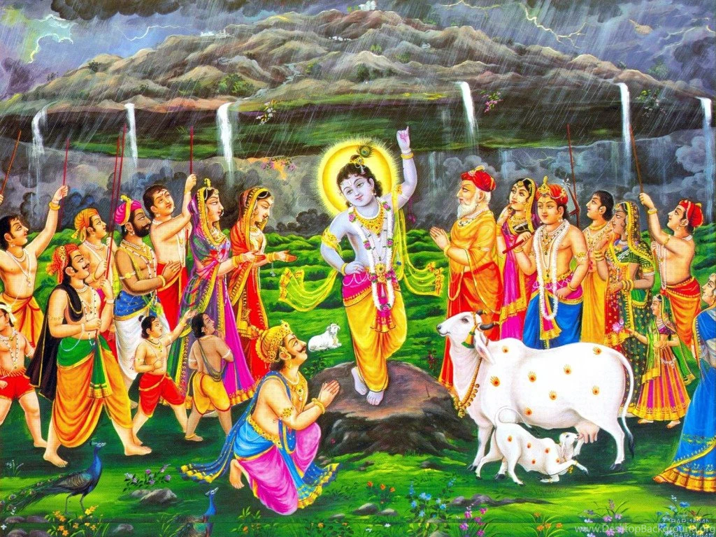 Krishna And Govardhan Desktop Nice Wallpapers