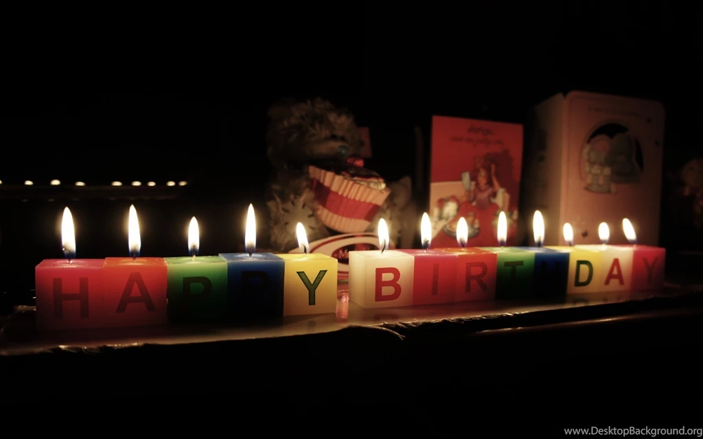 Happy Birthday, Colorful Candles, Night, Light, Cards, Bear Toy ...