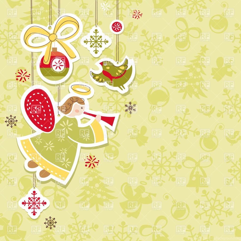 Christmas Card Paper Cut Angel, Bird And Christmas Ball On ...