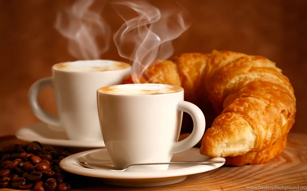 Wallpapers Cup, Croissant, Breakfast, Flavor, Cappuccino ...