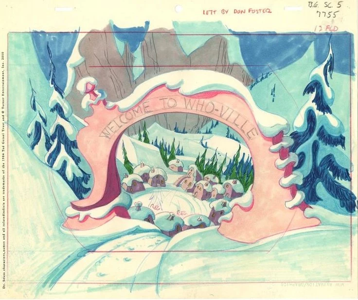 Original Backgrounds Layout Design By Maurice Noble For "Dr. Seuss ...