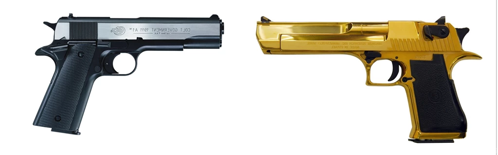 Guns, Dual Screen, Desert Eagle, Colt 1911 :: Wallpapers