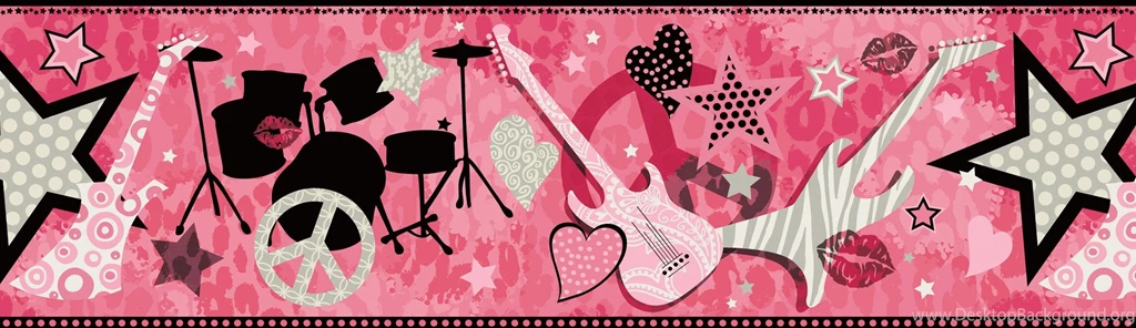 Pink Rock Star Guitar Wallpapers Border