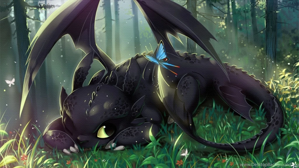 How To Train Your Dragon Night Fury And Butterfly Artwork ...