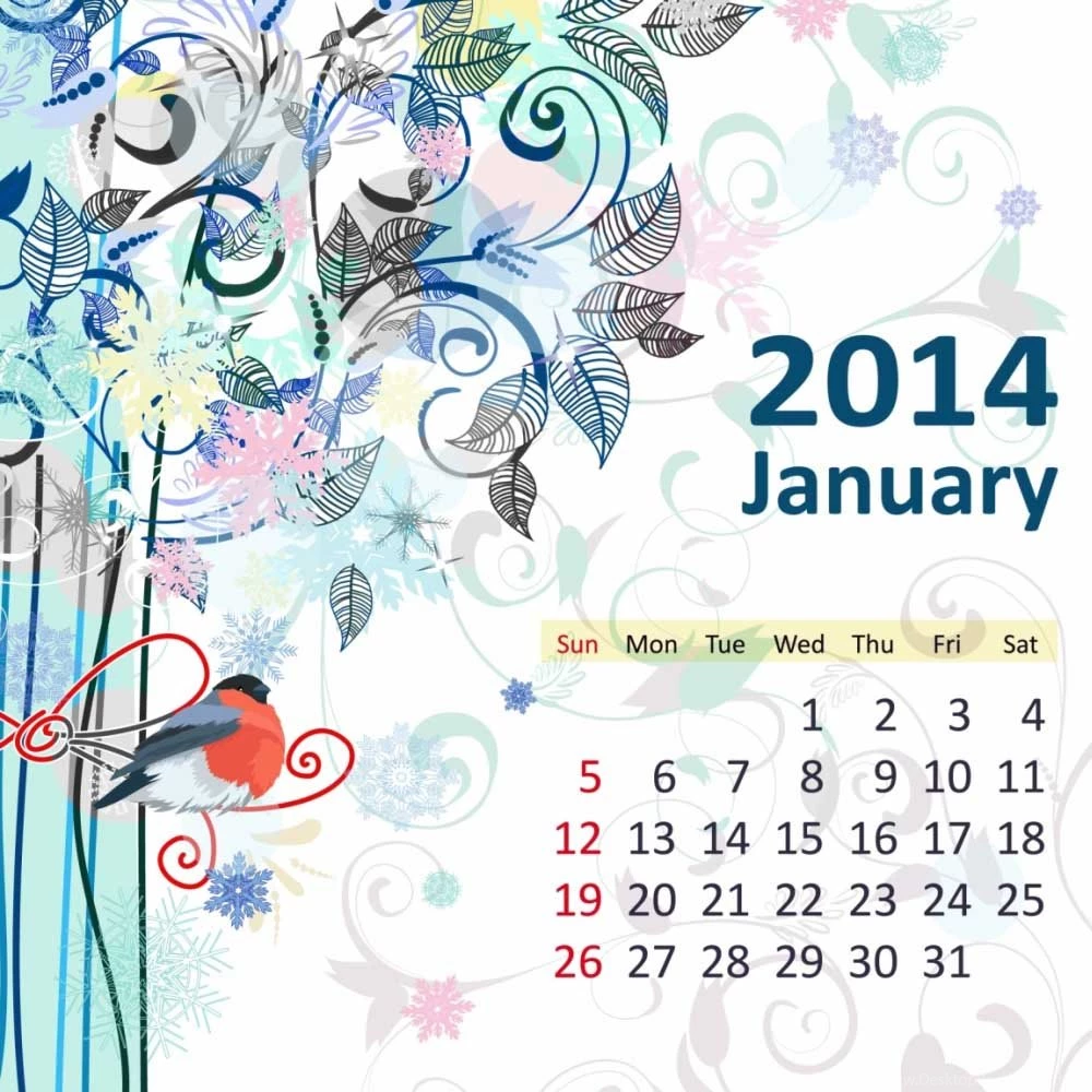 January 2014 Calendar HD Desktop Wallpapers