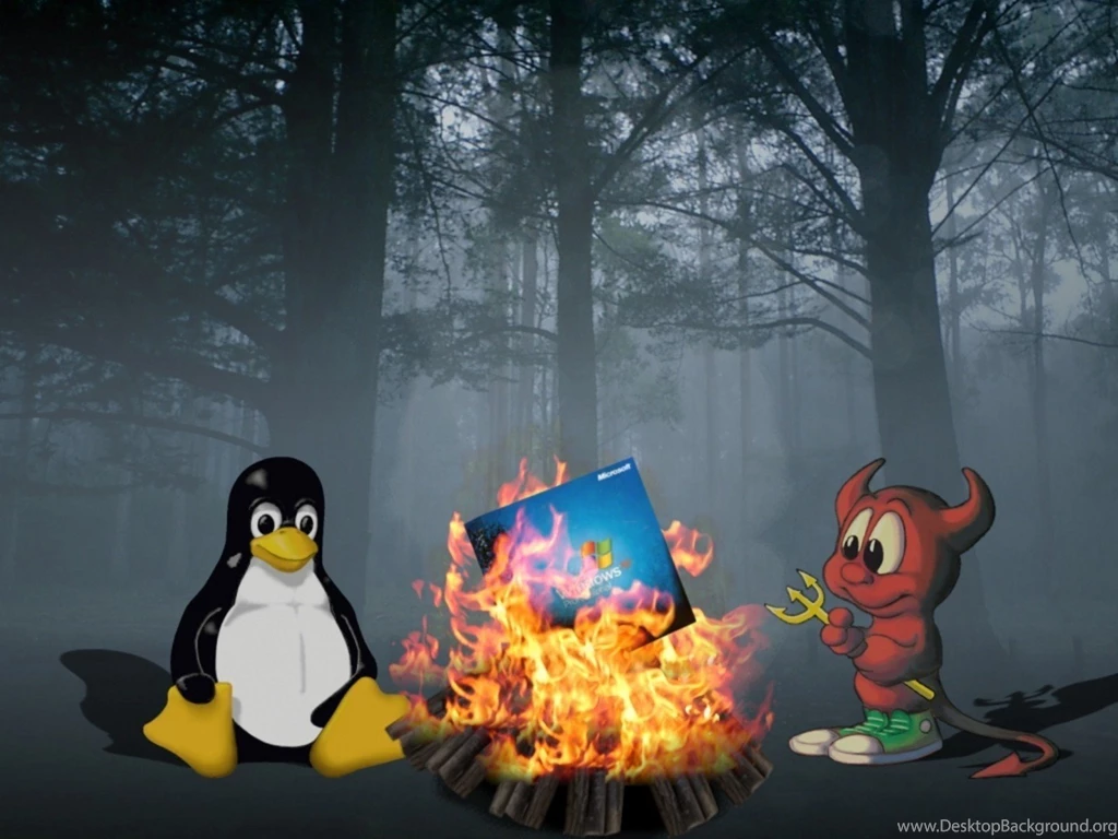 Linux And Unix Fire Windows Logo