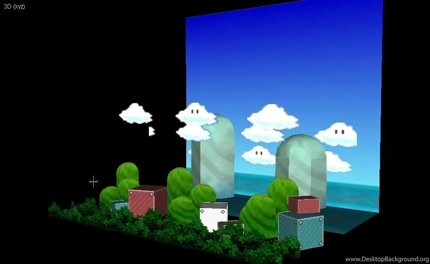 Mario Themed 3D Sidescrolling Backgrounds