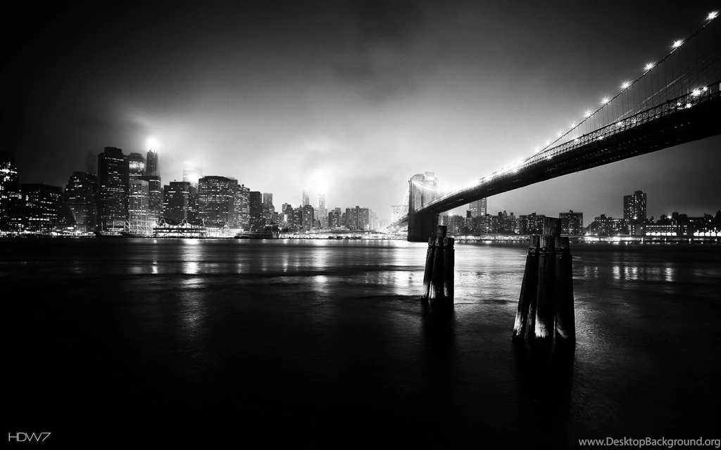 New York At Night And The Brooklyn Bridge Wallpapers