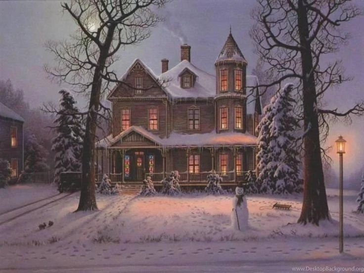 Snowy Cottage Wallpapers