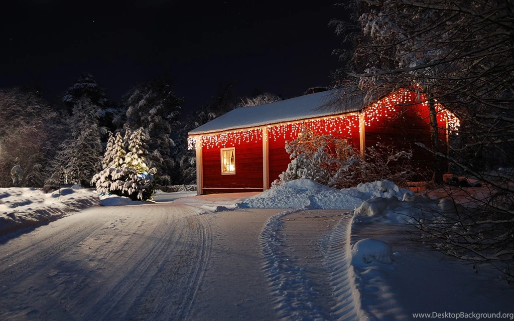 Winter: Snowy Cottage Christmas Snow Tree Art Images For High ...