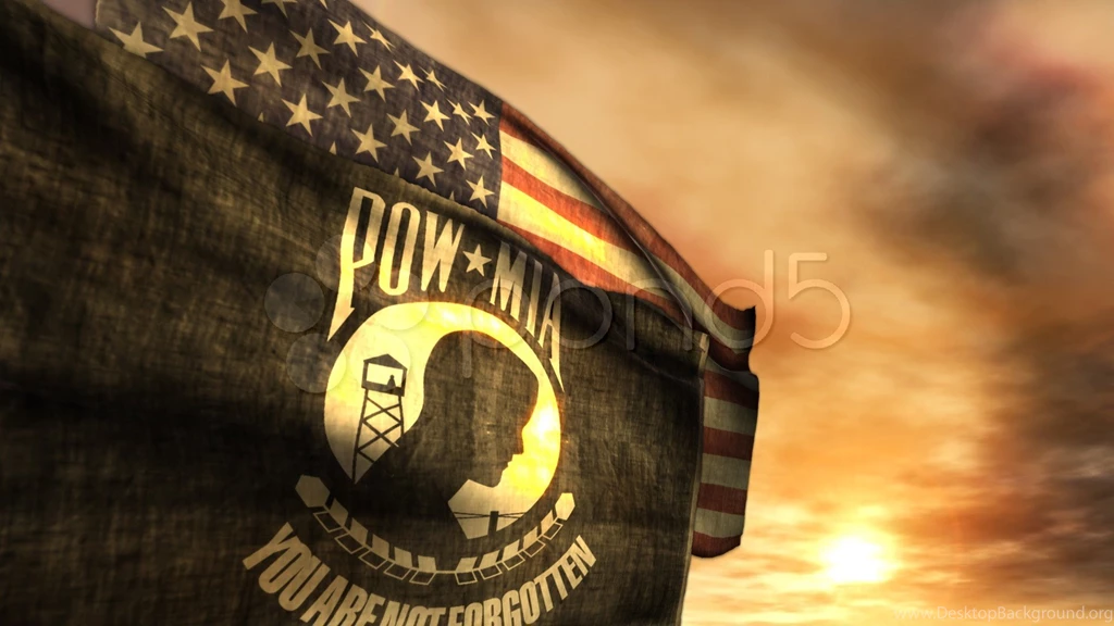 1097) Pow Mia And American Flags With Sunset. Stock Footage   YouTube