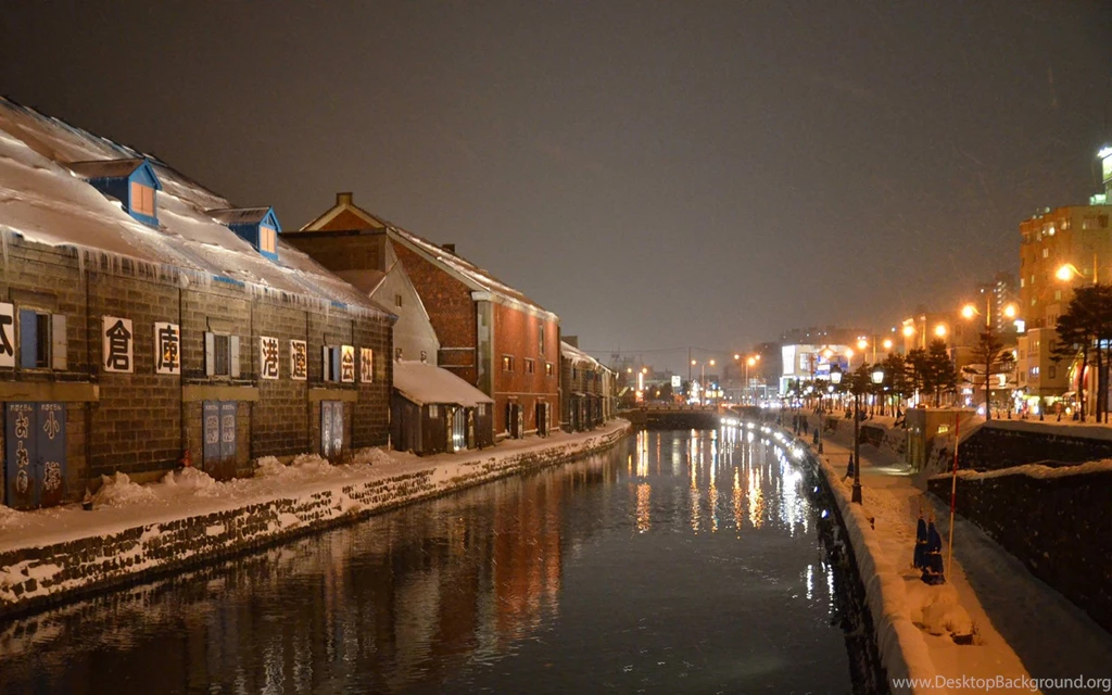 Otaru Night View Canal And Light Wallpapers