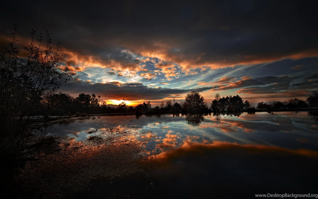 Nature Dark Sunset Night Lakes Reflections Hdr Photography ...