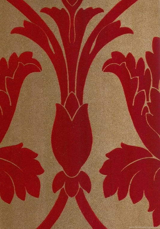 Classic Design Red And Gold Flock Wallpapers