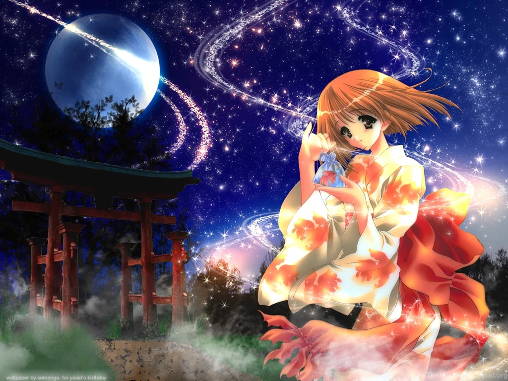 Anime Girl Under Moonshine HD Wallpapers