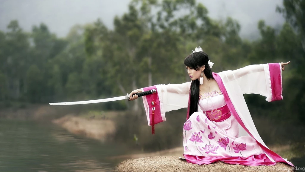 Download Wallpapers 3840x2160 Girl, Samurai, Sword, Clothing 4K ...