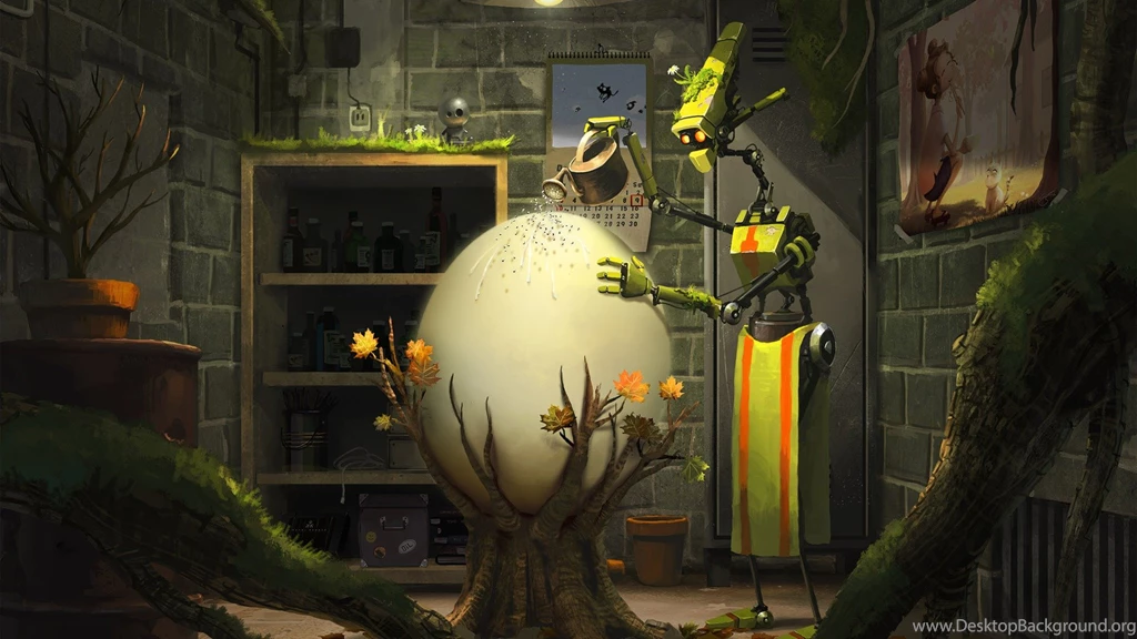 Egg Robot Cartoon HD Desktop Wallpapers