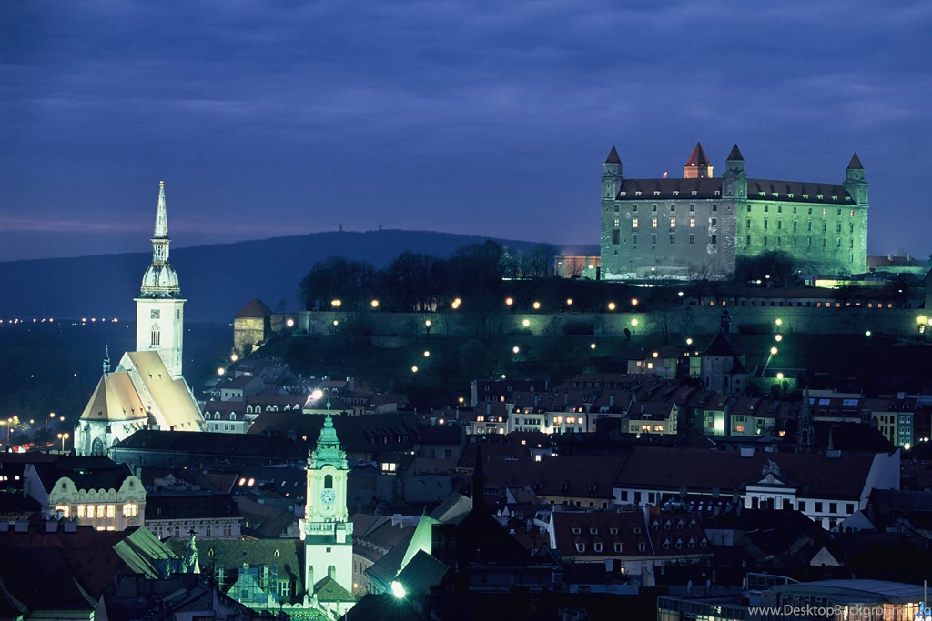 Cityscapes, Night, Lights, Hills, Buildings, Slovakia, Capital ...