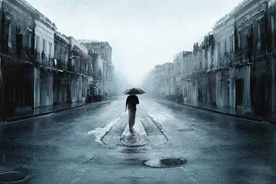 Black White Rain In City Picture Wallpapers HD