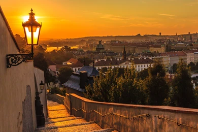 Houses Prague Sunset Old Buildings City Czech Rep High Quality ...