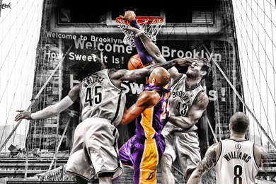 Kobe Bryant Dunks On Brooklyn Wallpapers