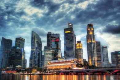 Download Wallpapers 3840x2160 City, Night, River, Beach ...