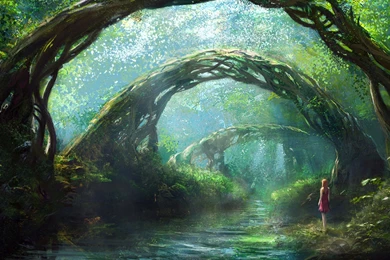 A girl in fantasy forest hd wallpaper 3840x2160.jpg